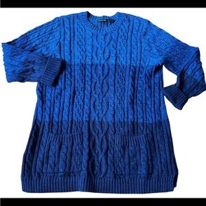 Jeanne Pierre  Blue Cable Knit pullover Sweater